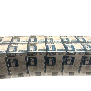 Brand new TCP compact fluorescent spiral bulbs in original boxes.